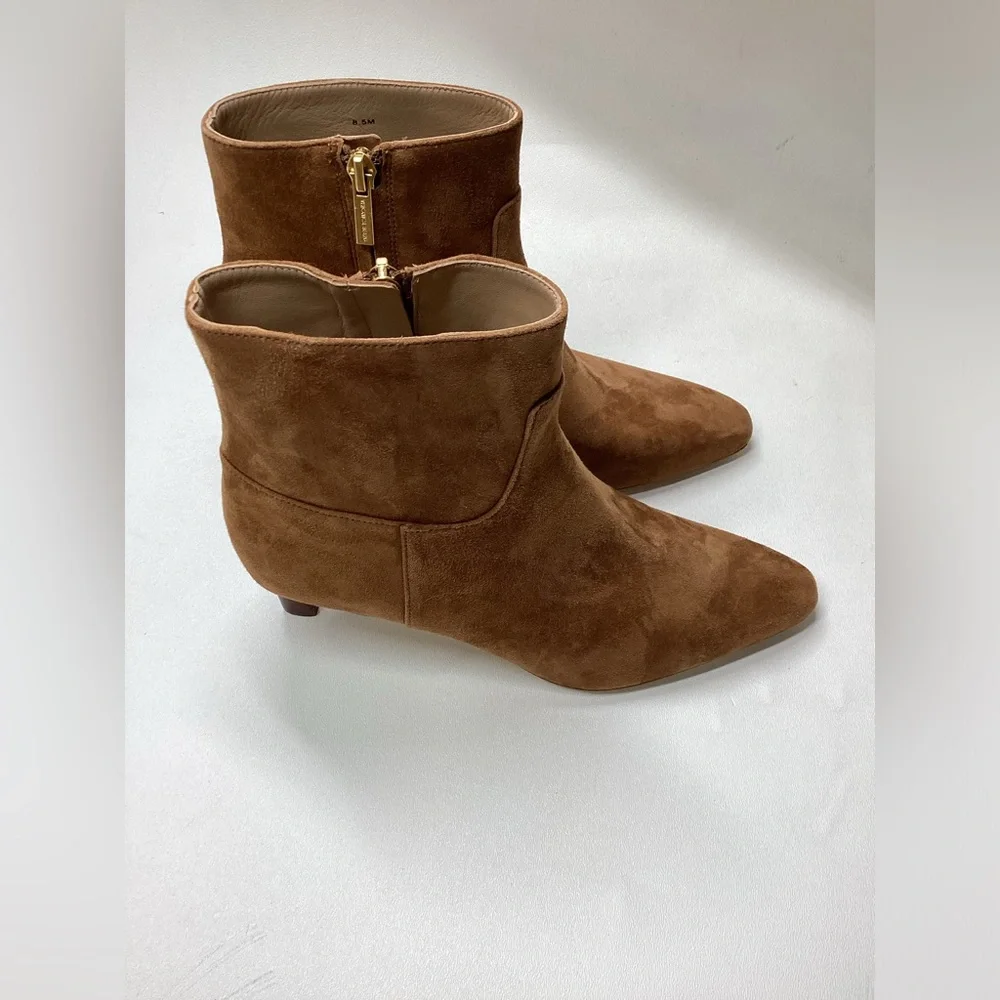Veronica Beard Kelby Kitten Heel Boots In Brown Size 8.5